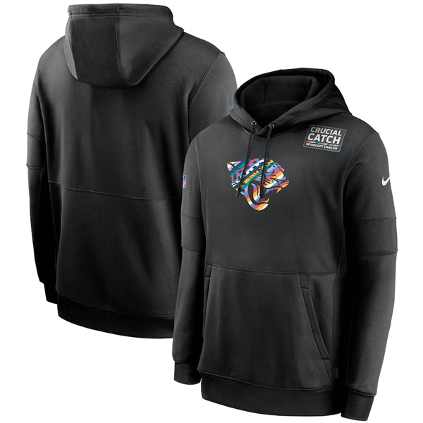 Men's Jacksonville Jaguars Black NFL 2020 Crucial Catch Sideline Performance Pullover Hoodie